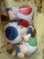 Nintendo Super Mario Red Blue & Green Toad Stool Plush Lot 8” w/ Suction Cups