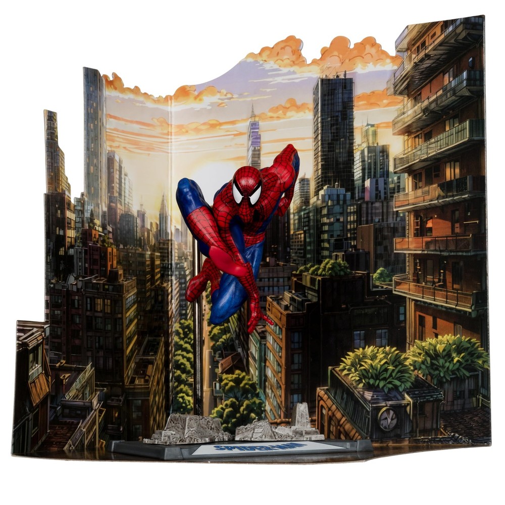 McFarlane Toys – Marvel Spider-Man 1:10th Scale Posed Figure with Scene Spider-M