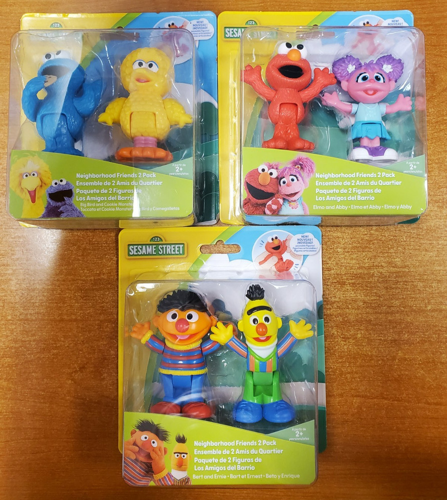 3 Pks of 2: Sesame Street Characters Cookie Monster/Big Bird Elmo Bert/Ernie F