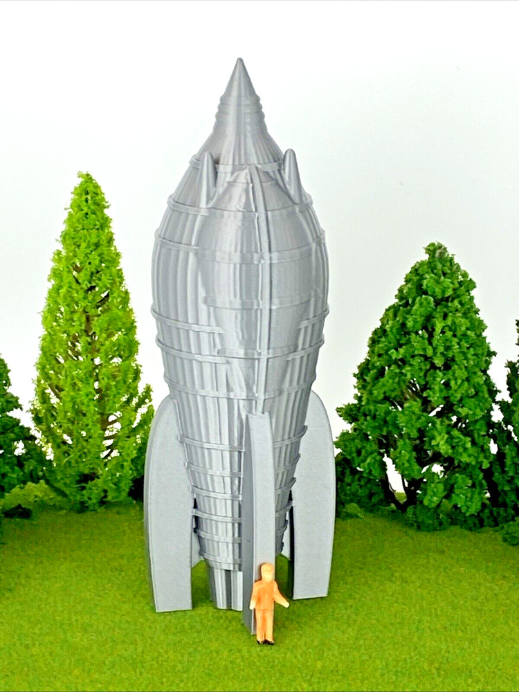 Flash Gordon Spaceship – 6″ Tall Rocket is 3D Printed for Display Diorama