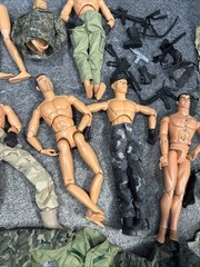 Lot of 6 Vtg 12” Army Military GI Joe Dolls Figures Soldiers With Clothes Guns