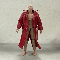 PB-LTC-RED2: 1/12 Red Faux Leather Wired Trench Coat for 6″ Medium & slim body