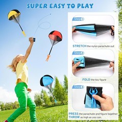 Parachute Toy for Kids, Outdoor Toys Flying Men, Inside & 4 Color