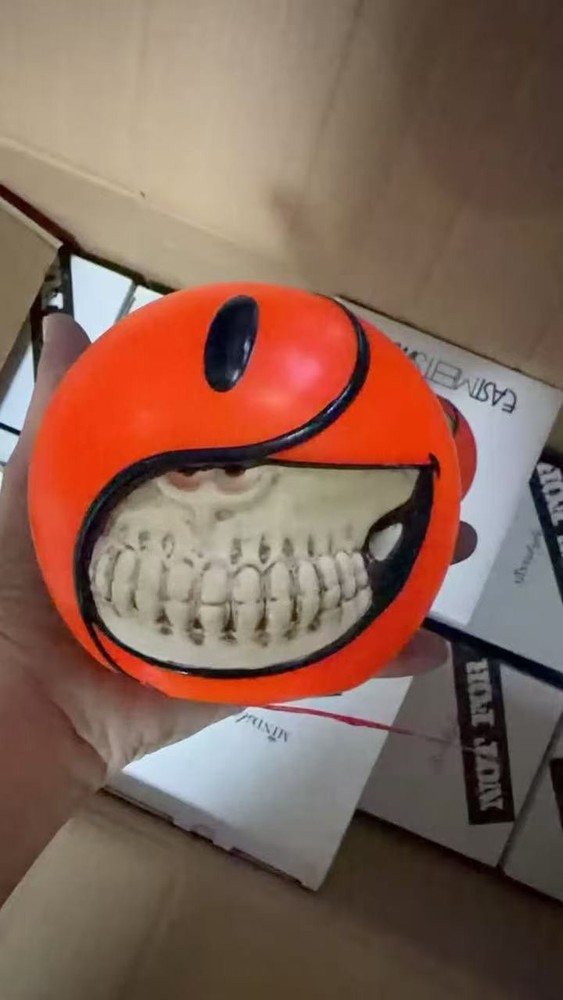 poplife popaganda ron english orange grin ball art toy