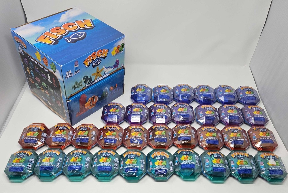 LOT Fisch Display Retail Box w/ 33 Microfigures Random Mystery Figure & DLC NEW