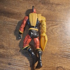 Red/Black/Gold Action Figure with Arm Cannon Attachment – Plastic
