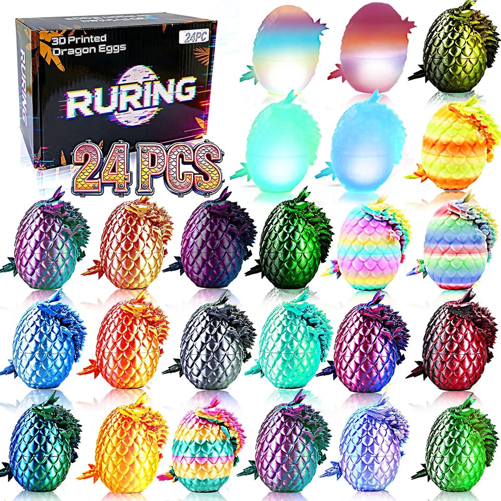 24PC 3D Printed Dragon Easter Eggs Stress Relief Fidget Toy Unique Gift