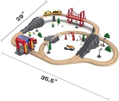 72Pc Wooden Train Tracks Lot Railway Pieces Set Play for Thomas the Train Brio