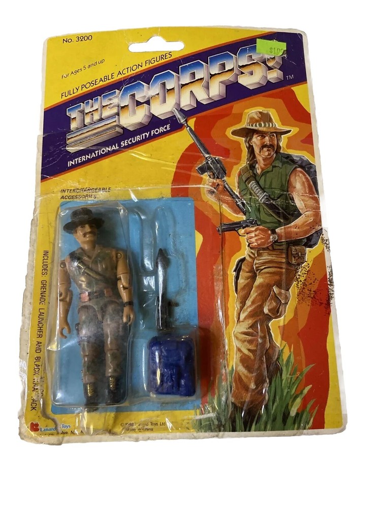 The Corps Croc Action Figure Grenade Launcher Bowie Knife 3.75″ GI Joe Like Vtg