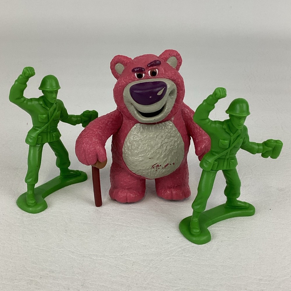 Disney Toy Story Lotso Huggin’ Bear Cane Green Army Men Soldiers Figures Bundle
