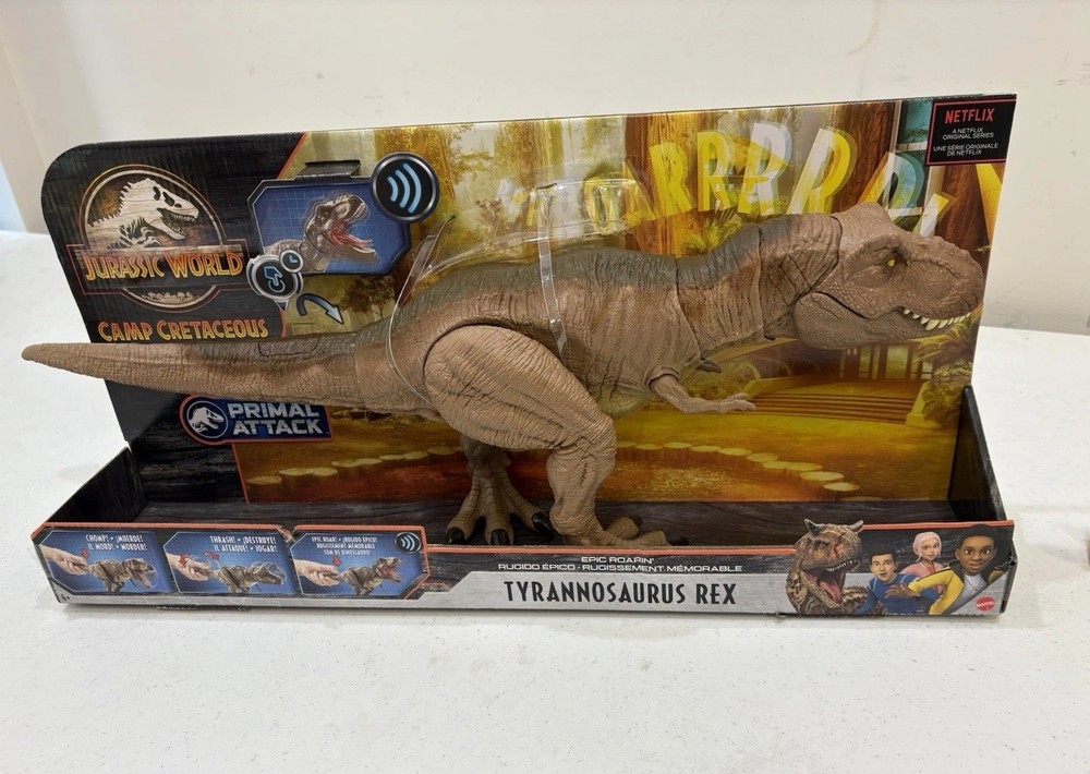 Mattel Jurassic World Camp Cretaceous Epic Roarin’ T. Rex Action Figure Roaring…