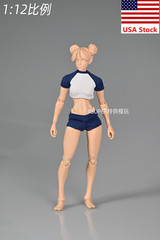 Romankey 1/12 Female Sport Suit Blue T-Shirt Shorts Clothes For 6″Action Figure