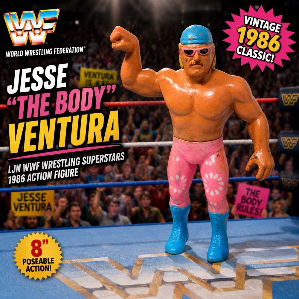 Vintage LJN WWF Wrestling Superstars 1986 Jesse ‘The Body’ Ventura Action Figure