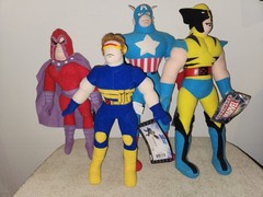 Lot of 4 X-Men Marvel Kellytoy Wolverine Magneto Captain Cyclops Plush Dolls Toy
