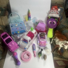 Girls Toy Lot Variety Of Toys, Plush Jewelry Box And Collectibles 18 Items