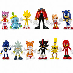 12PCS Sonic The Hedgehog Action Figures Set Sonic Shadow Tails Knuckles Toys