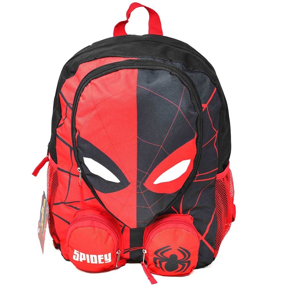 Spiderman Head Kids Backpack 16″ for School Bookbag for Boys ages 3+, with 3