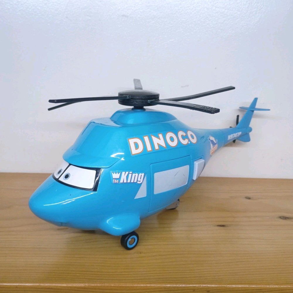 Disney Pixar Cars THE KING Dinoco Helicopter Sounds & Movement Toy 14″x7″ Works!