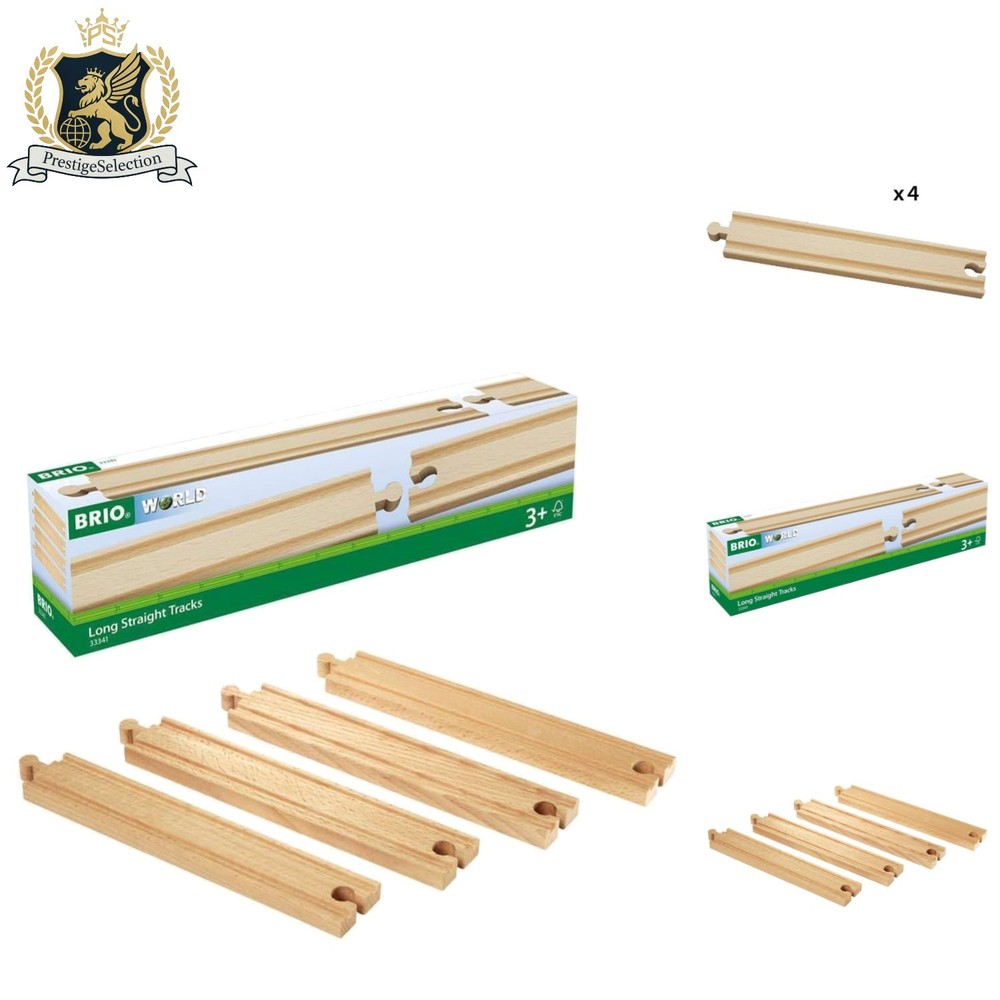 Universal Compatibility Wooden Train Set – 4 Long Tracks for Ages 3 and Up