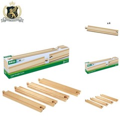 Universal Compatibility Wooden Train Set – 4 Long Tracks for Ages 3 and Up