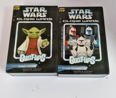 Star Wars Clone Wars BUST-UPS Gentle Giant Yoda & Clone Trooper Lot of 2 SEALED