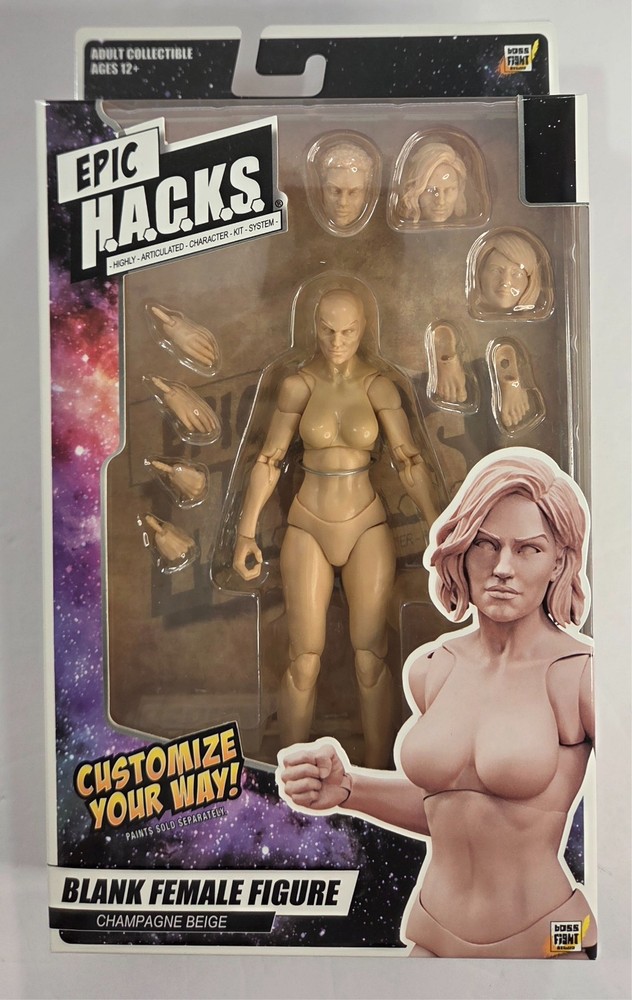 EPIC HACKS Blank Female Figure CHAMPAGNE 6″ figure BOSS FIGHT customize YOUR way
