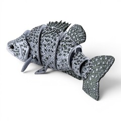 3D Printed Articulated Crappie (Silver with Green Markings)