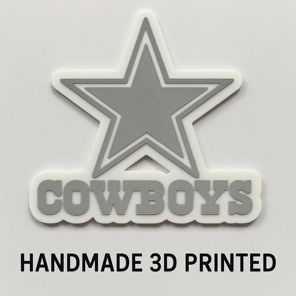 Dallas Cowboys Grey Logo Sign | 3D Printed NFL Football Desk & Wall Display
