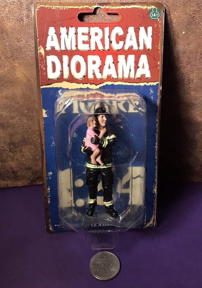 AMERICAN DIORAMA FIREFIGHTER SAVING LIFE WITH BABY 1/24 SCALE FIGURE