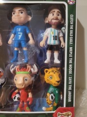 FIFA Soccer Football Stars & Mascots 6‑Pack – Messi Ronaldo – New – Damaged Box