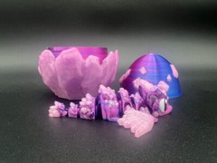 3D Printed Glow Mini Crystal Dragon & Egg – 4″ Flexi Articulated Toy
