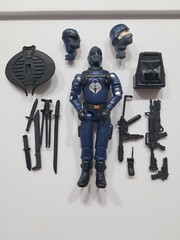 Gi Joe Black Major Snake Eyes Cobra Invasor Trooper Dark Blue Silver Emblem