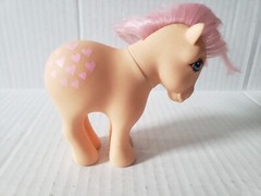 Vtg 1982 My Little Pony MLP G1 Pretty Parlor Concave Foot CF Peachy Pink Hearts