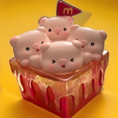M Cute! Greedy Piglet Blind Box Confirmed Light Up Basket Piglets Figure