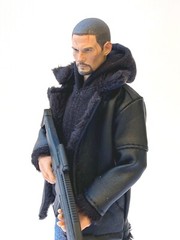 PB-JIG-SET: 1/12 Scale Black Coat, Jeans, Hoodie for Mezco Nota Slim body