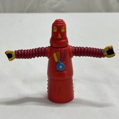 Vintage Unknown Red Hard PVC (Vinyl?) Robot Action Figure Posable Arms Retro