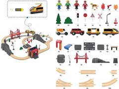72Pc Wooden Train Tracks Lot Railway Pieces Set Play for Thomas the Train Brio