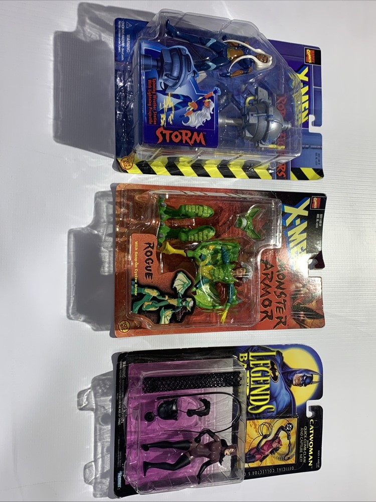 Vintage 1997 X-Men Storm Rogue & Batman Catwoman Sealed Action Figure Lot