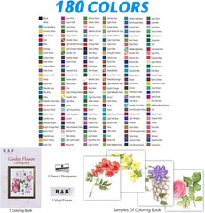180-Color Colored Pencils Set w/ Coloring Book Eraser Sharpener for Adult Artist