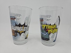 TRANSFORMERS Bumblebee & Optimus Prime, 8 oz drinking glasses 2015 Hasbro
