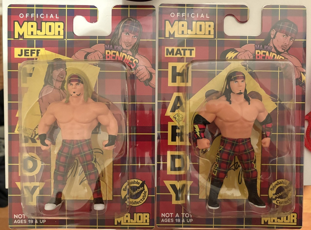NEW RARE HTF Major Bendies HARDY BOYS Jeff & Matt Exclusive SOLD OUT w/ cards 5″