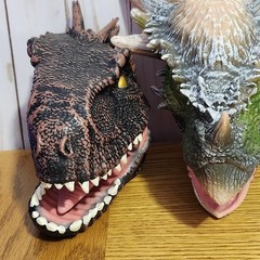 6 Lot Dinosaur Hand Puppets Rubber Dinosaur Head Puppet 3D Realistic Vary Nice