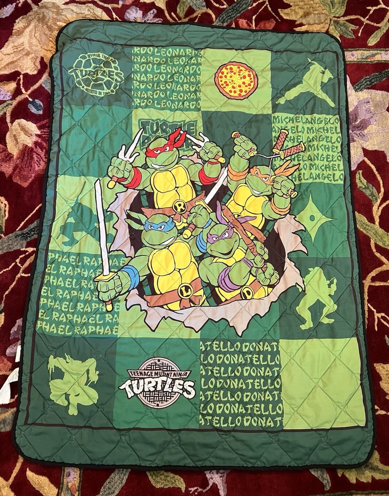 vintage Teenage Mutant Ninja Turtles comic-style Blanket from the 1990s 40×56