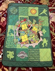 vintage Teenage Mutant Ninja Turtles comic-style Blanket from the 1990s 40×56