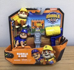 (3) PAW PATROL CHASE MOVIE CRUISER, RUBBLE & CREW BUILD-IT PACK & PILLOW PET