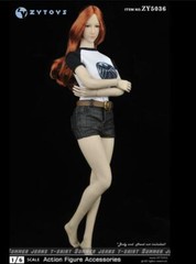 1/6 female graphic tee SHIELD Jeans short for 12″ figure phicen kumik ❶USA❶