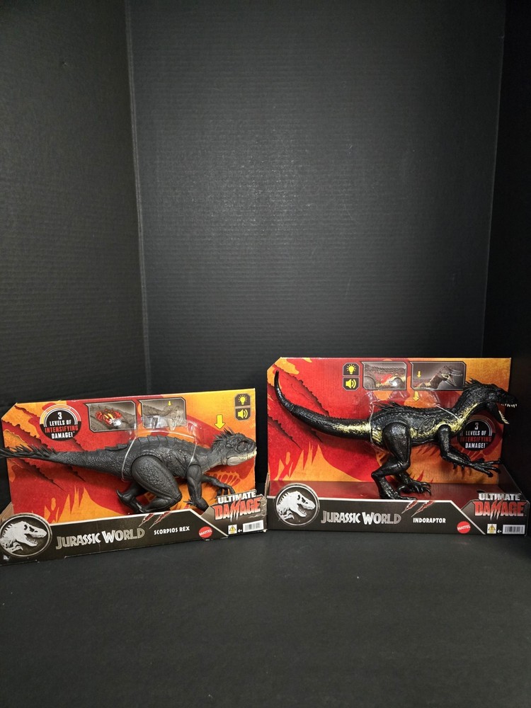 Lot Of 2 Mattel Jurassic World Ultimate Damage Indoraptor & Scorpios Rex