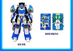 METAL CARDBOT Blue Cop Transformer Robot Police Car Action Figure Toy 2023