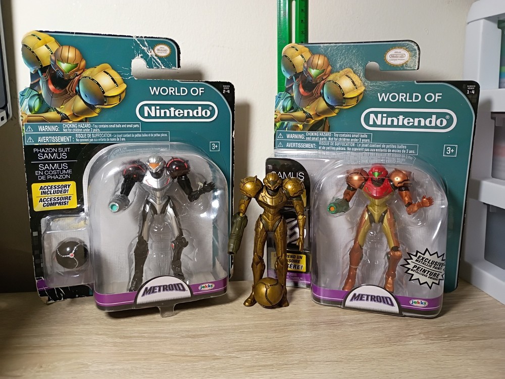 4″ GOLD TROPHY SAMUS + MORPH BALL 3-PK World of Nintendo Phazon Suit Metallic