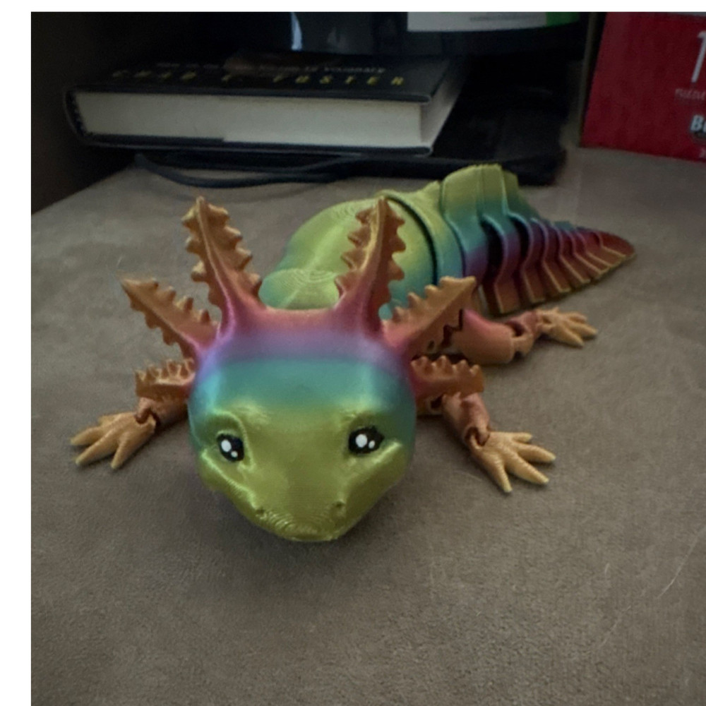 Fully Jointed Multicolor Axolotl Action Figure Plastic Toy